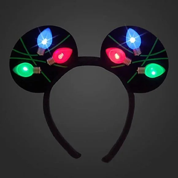 AUTH DISNEY PARKS CHRISTMAS LIGHT BULB LIGHT UP MICKEY EARS Disney Parks Mickey Mouse Ears Happy Holiday Light-Up  main image 2